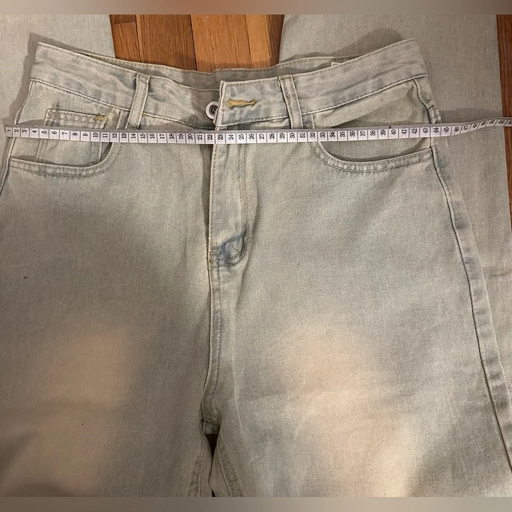 🤍 K46641‎ Baggy Wide Leg Light Wash Jeans Neutral Denim 33x30 🤍